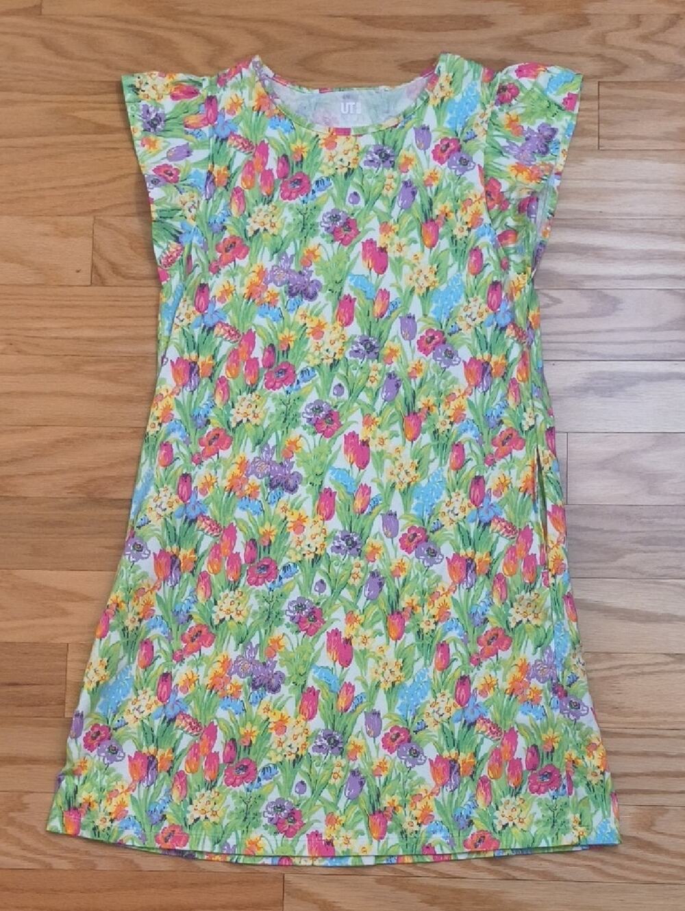 Uniqlo Studio Sanderson Floral Flutter Sleeve Shift Dress Size 11/12 EUC